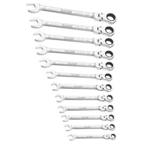 Image of Expert by Facom 12 Piece Flexible Ratchet Head Combination Spanner Set