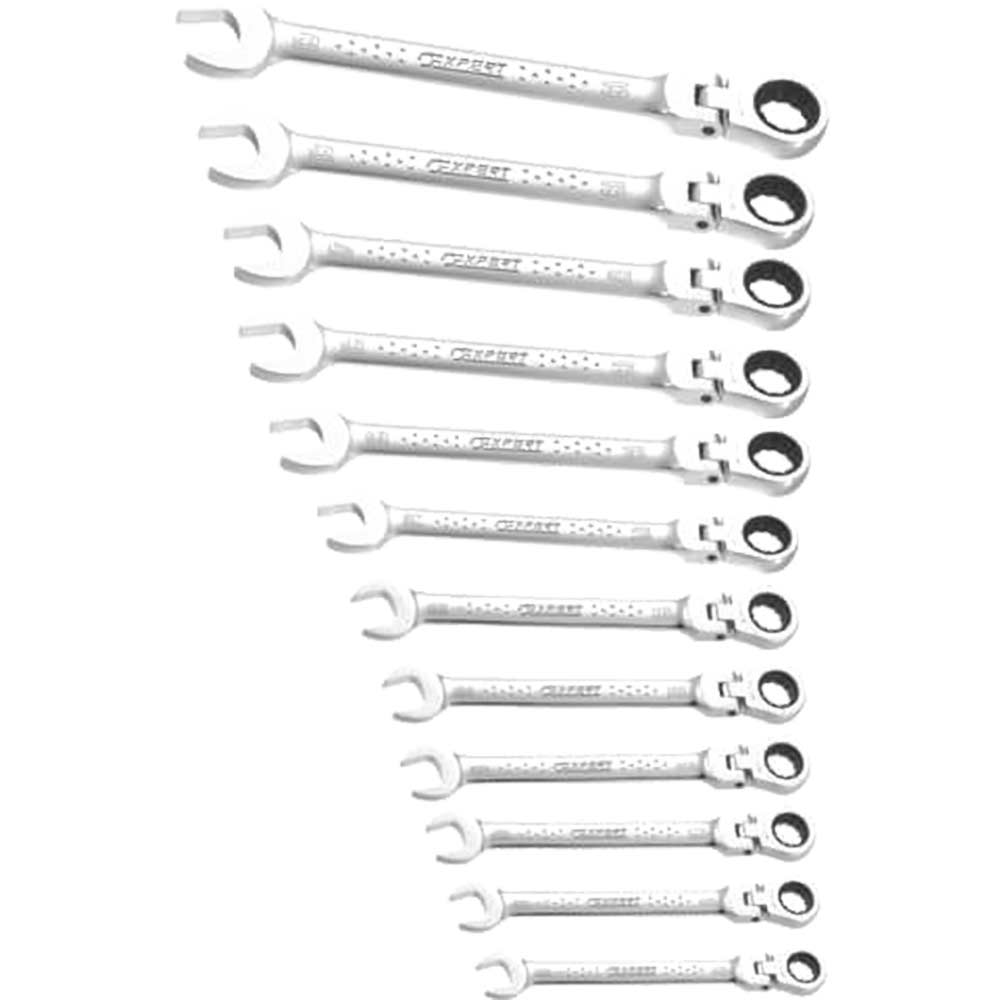 Image of Expert by Facom 12 Piece Flexible Ratchet Head Combination Spanner Set