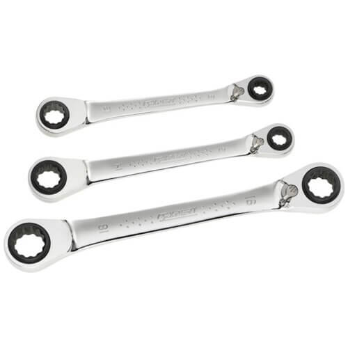 Expert by Facom 3 Piece Ratchet Ring Spanner Set