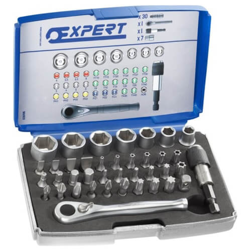 Image of Expert by Facom 39 Piece 1/4" Drive Hex Socket and Screwdriver Bit Set Metric 1/4"