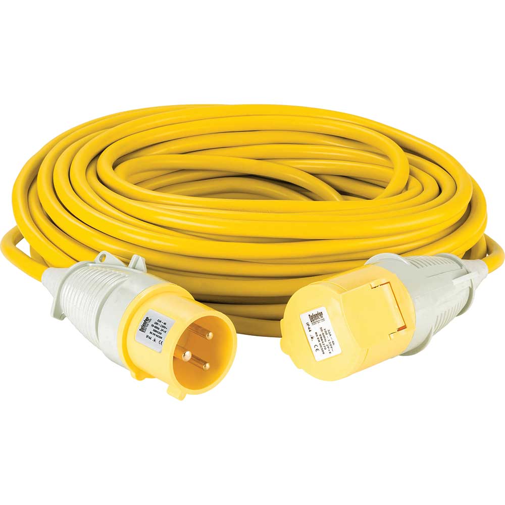 Defender Extension Lead 32 amp 4mm Yellow Cable 110v 25m