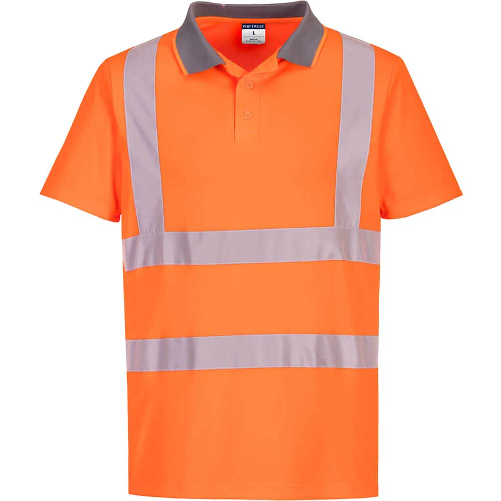 Portwest Eco Hi Vis Polo Shirts Multi Pack Orange M Pack of 6