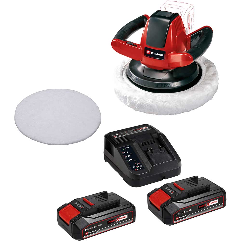 Image of Einhell CE-CB 18/254 Li 18v Cordless Car Buffer and Polisher 2 x 2.5ah Li-ion Charger No Case