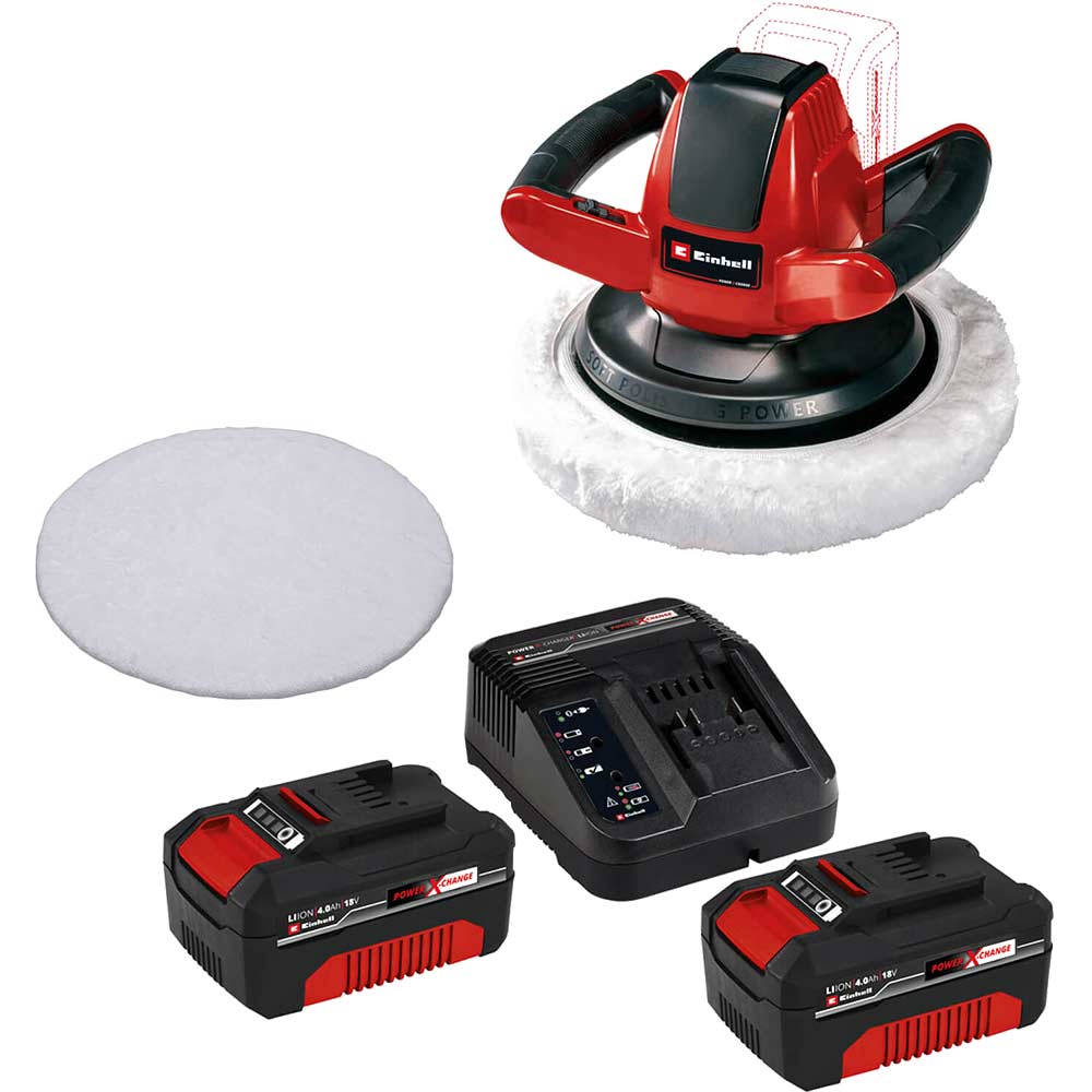 Image of Einhell CE-CB 18/254 Li 18v Cordless Car Buffer and Polisher 2 x 4ah Li-ion Charger No Case