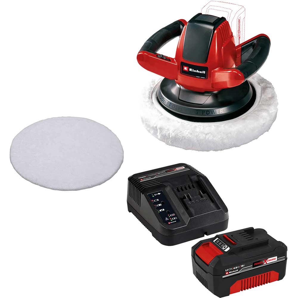 Image of Einhell CE-CB 18/254 Li 18v Cordless Car Buffer and Polisher 1 x 4ah Li-ion Charger No Case