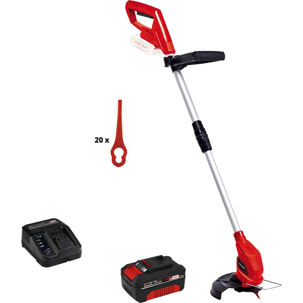 Image of Einhell GC-CT 18/24 Li 18v Cordless Telescopic Grass Trimmer 240mm 1 x 4ah Li-ion Charger