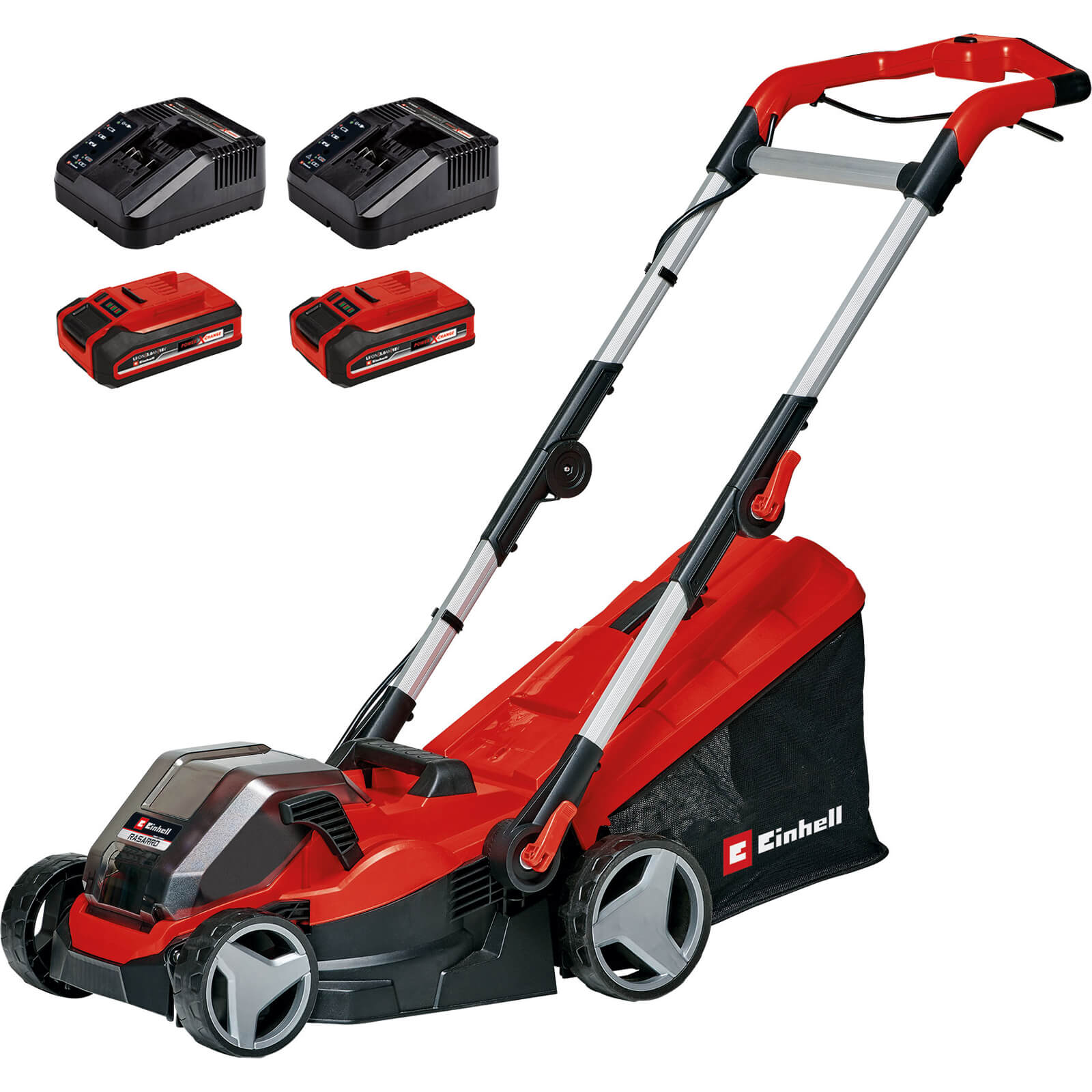 Image of Einhell RASARRO 36/34 36v Cordless Rotary Lawnmower 340mm 2 x 3ah Li-ion Twin Battery Charger