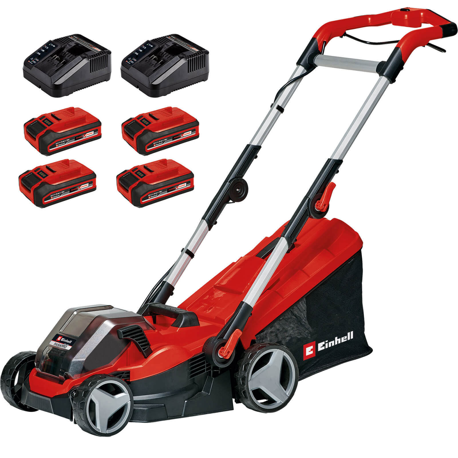 Image of Einhell RASARRO 36/34 36v Cordless Rotary Lawnmower 340mm 4 x 3ah Li-ion Twin Battery Charger