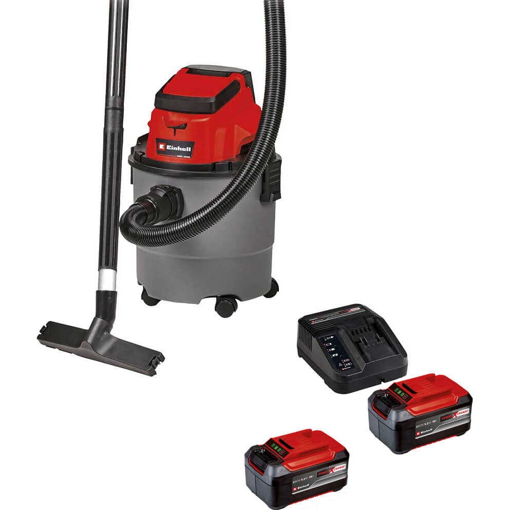 Einhell TC-VC 18/15 18v Cordless Wet and Dry Vacuum Cleaner 15L 2 x 5.2ah Li-ion Battery Charger