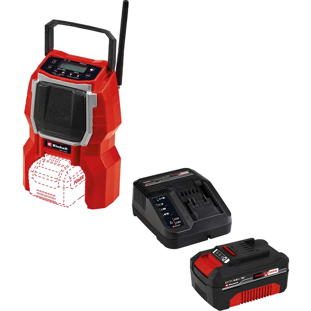 Image of Einhell TE-RA 18 Li BT 18v Cordless Radio and Bluetooth Speaker 1 x 4ah Li-ion Charger No Case