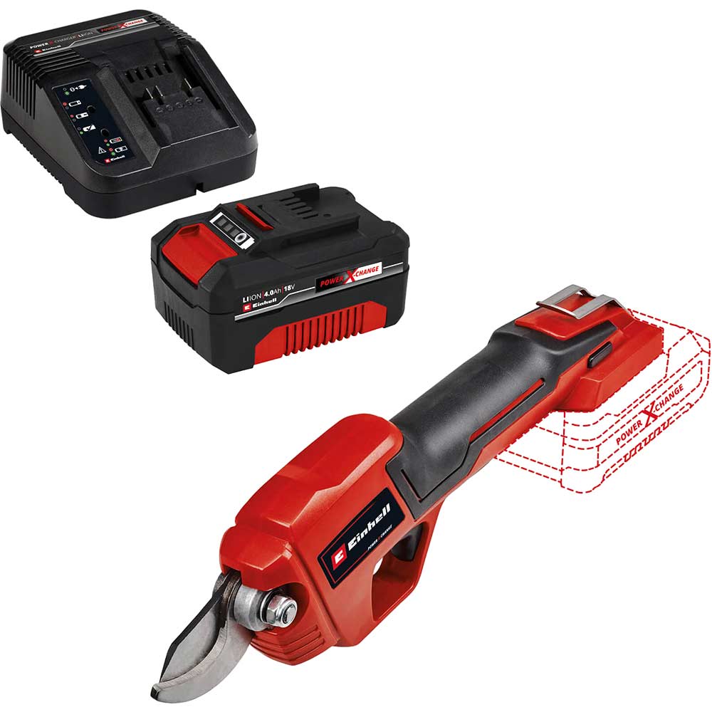 Einhell GE-LS 18 Li 18v Cordless Garden Pruning Shears 1 x 4ah Li-ion Battery Charger
