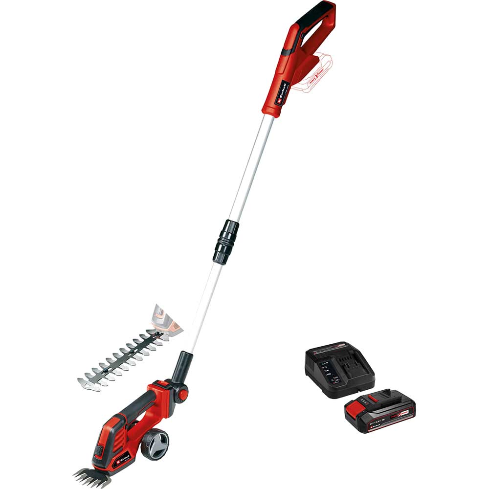 Einhell GE-CG 18/100 Li T 18v Cordless Grass Shears and Handle 1 x 2.5ah Li-ion Battery Charger