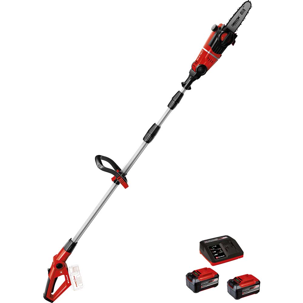 Einhell GE-LC 18 Li T 18v Cordless Pole Tree Pruner 200mm 2 x 5.2ah Li-ion Battery Charger