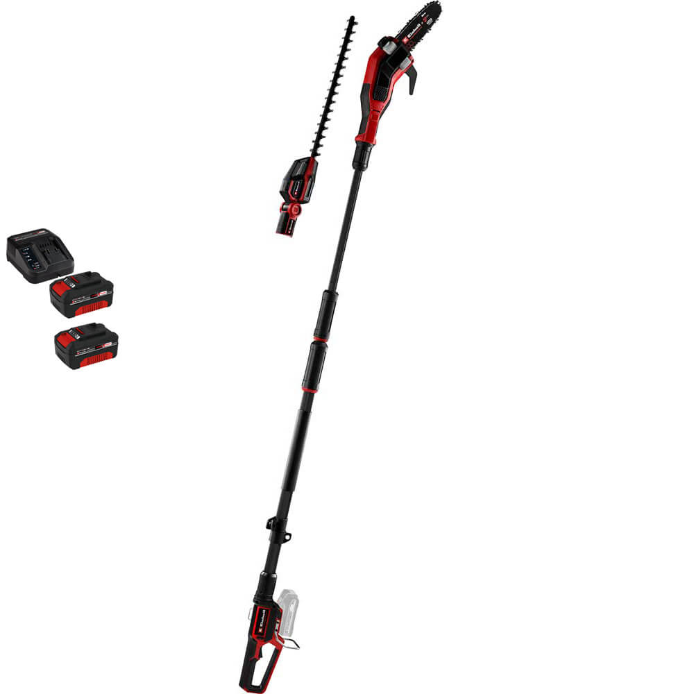 Einhell Professional GP-HC 18/5020 Li T BL 18v Cordless Brushless Hedge Trimmer and Pole Pruner 2 x 4ah Li-ion Battery Charger