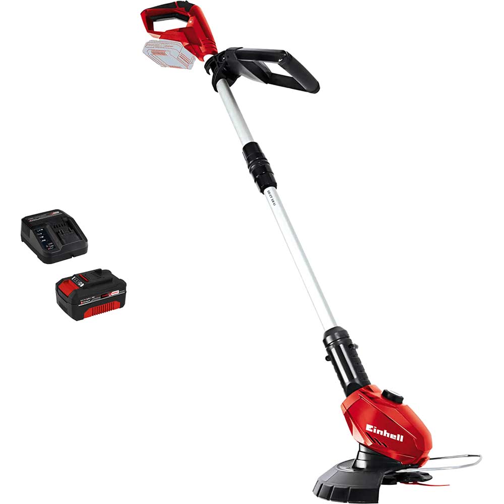 Image of Einhell GE-CT 18 Li 18v Cordless Telescopic Grass Trimmer and Edger 240mm 1 x 4ah Li-ion Charger