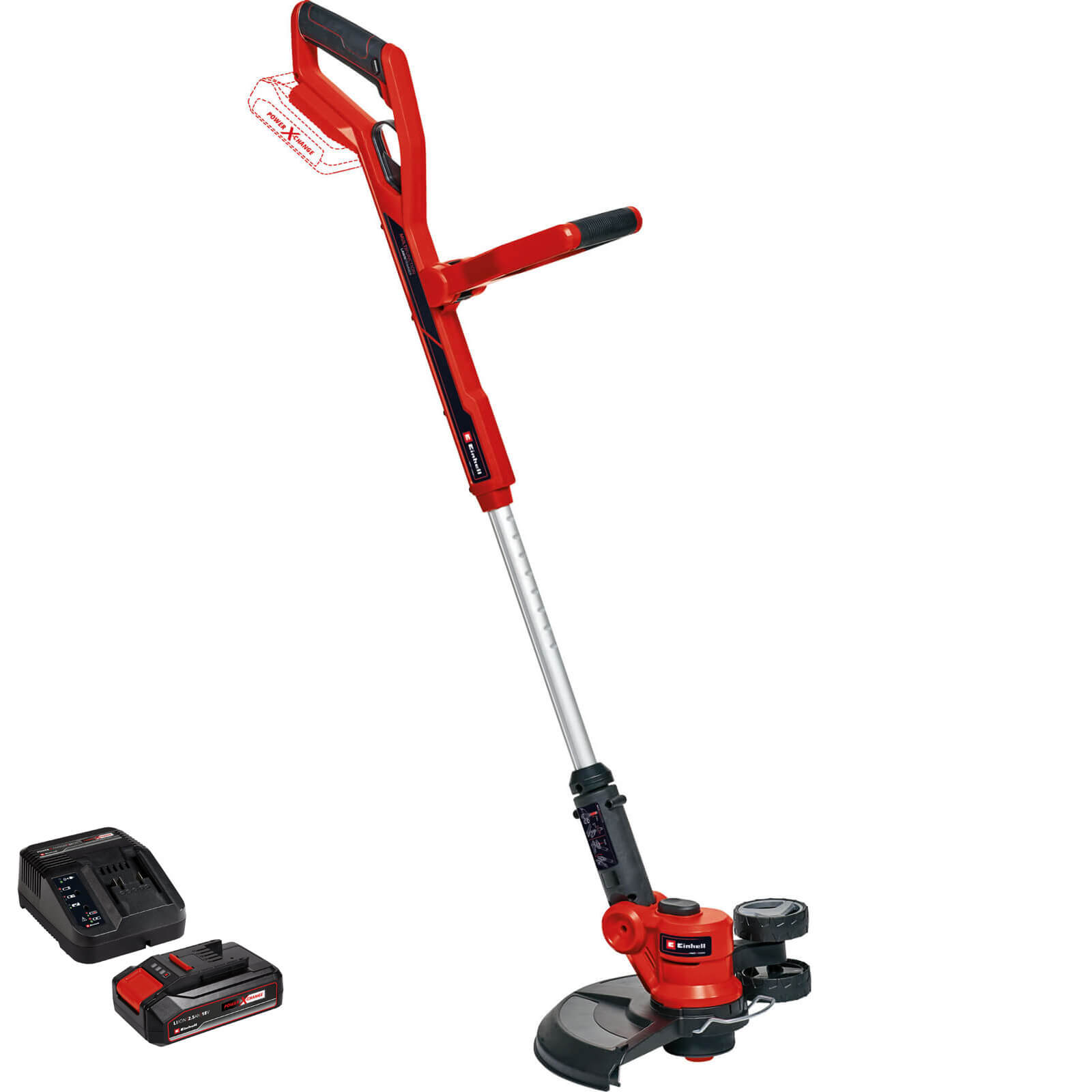 Image of Einhell GE-CT 18/30 Li 18v Cordless Telescopic Grass Trimmer and Edger 300mm 1 x 2.5ah Li-ion Charger