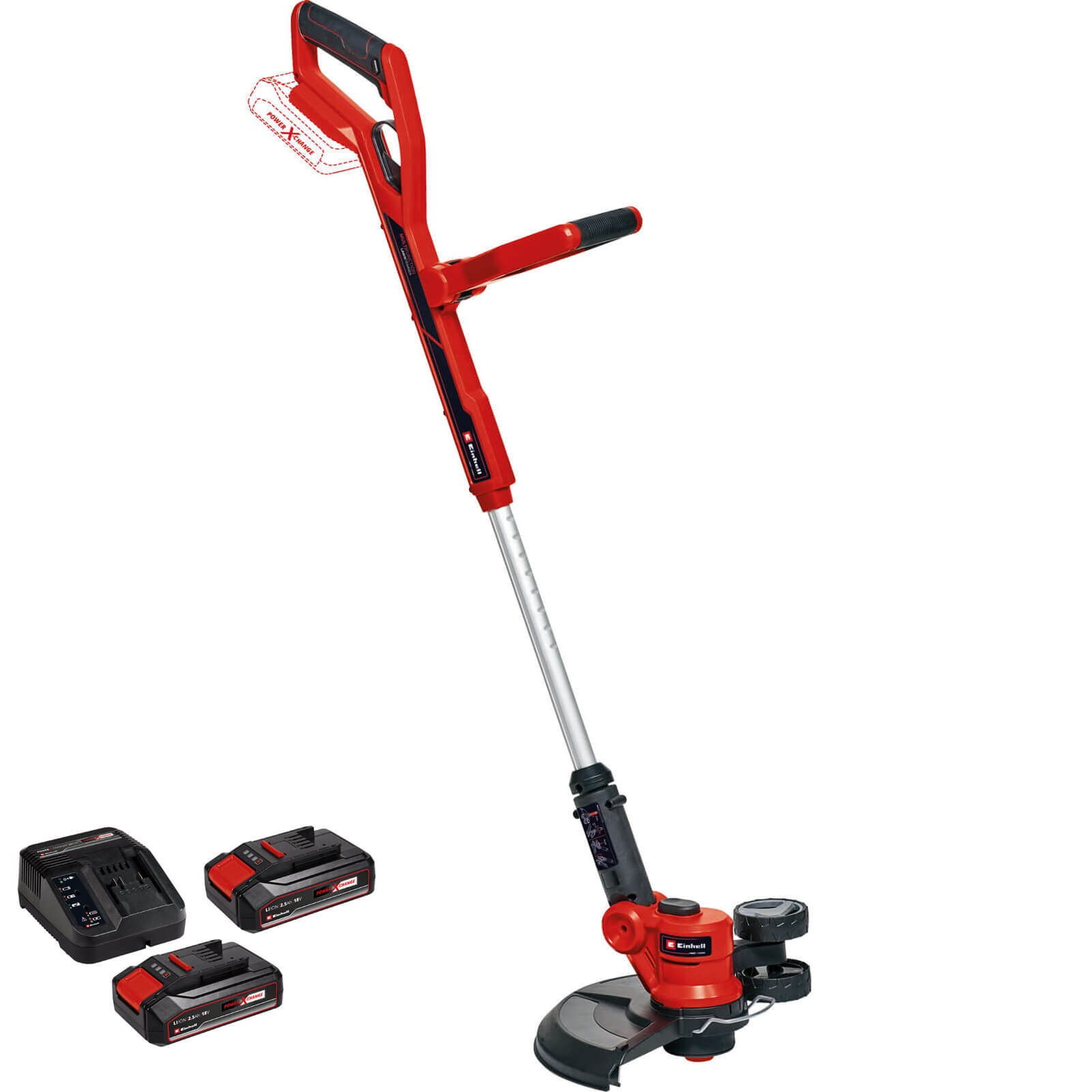 Image of Einhell GE-CT 18/30 Li 18v Cordless Telescopic Grass Trimmer and Edger 300mm 2 x 2.5ah Li-ion Charger