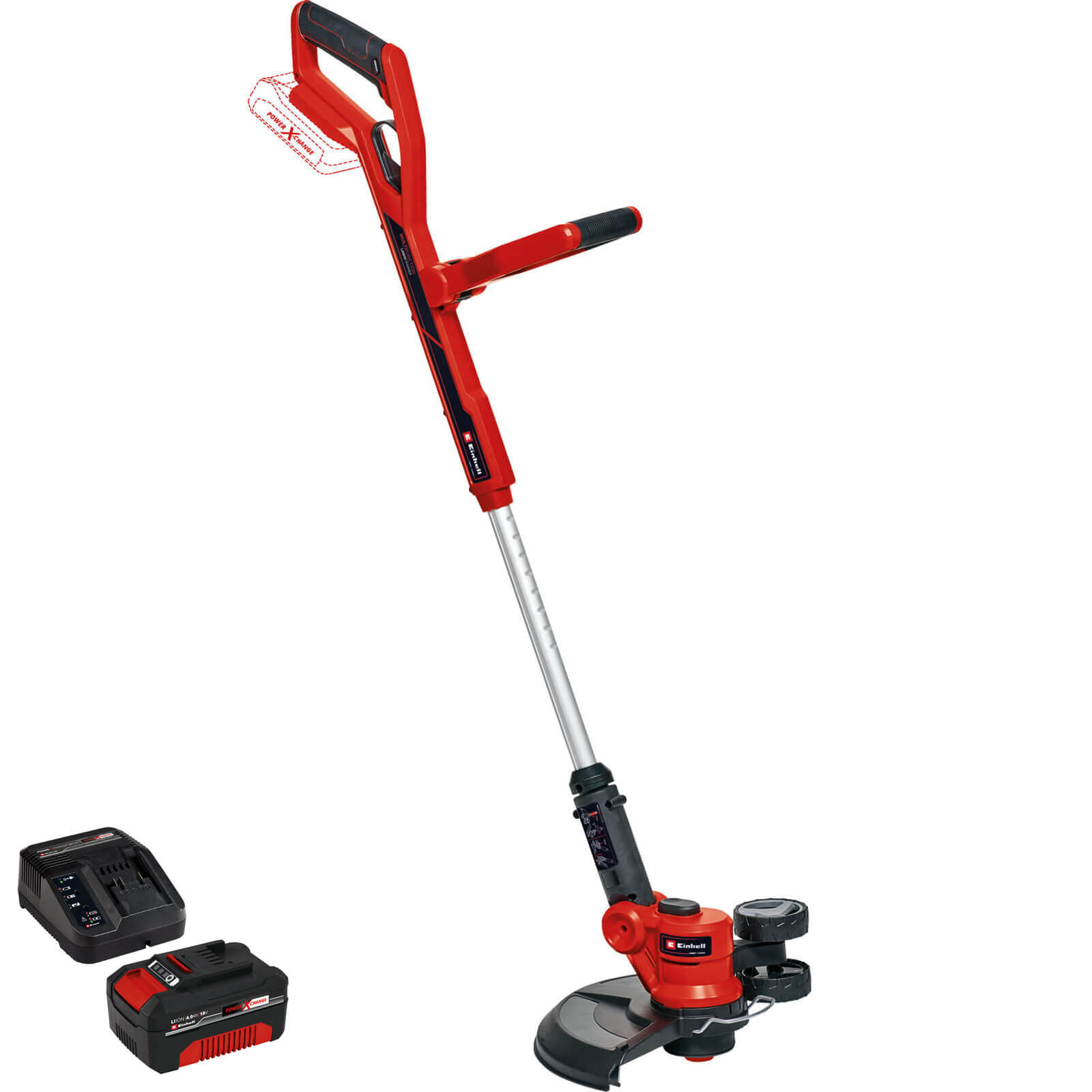 Image of Einhell GE-CT 18/30 Li 18v Cordless Telescopic Grass Trimmer and Edger 300mm 1 x 4ah Li-ion Charger