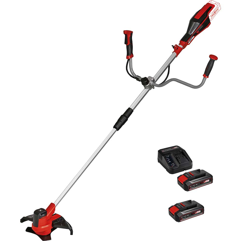 Einhell AGILLO 18/200 18v Cordless Split Shaft Brush Cutter and Line Trimmer 200/300mm 2 x 2.5ah Li-ion Battery Charger
