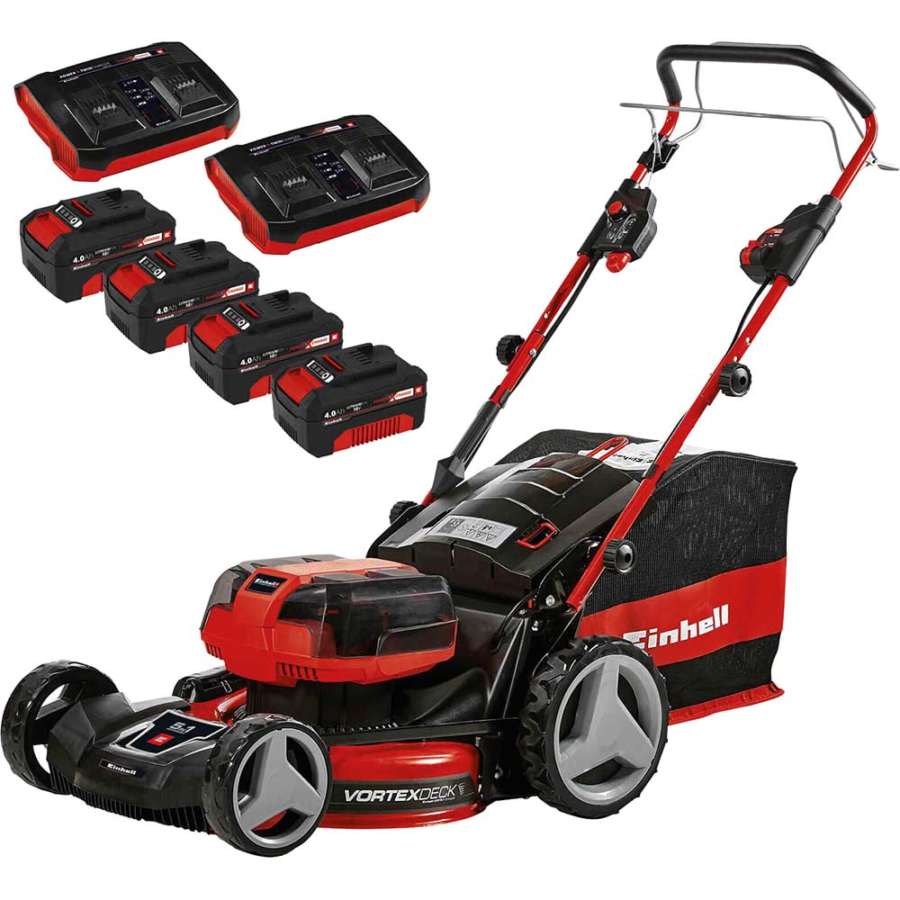 Einhell Professional GP-CM 36/47 S HW Li 36v Cordless Brushless Self Propelled Lawnmower 470mm 4 x 4ah Li-ion Battery Charger