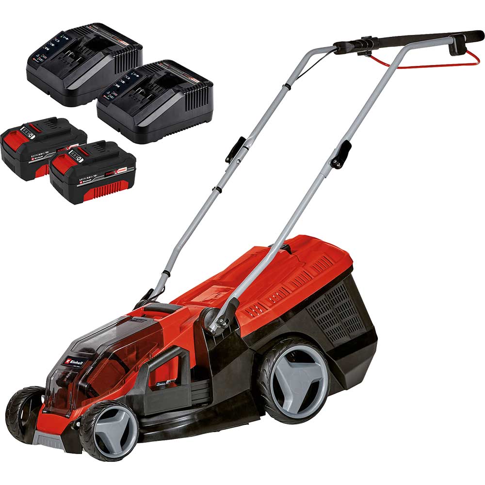 Einhell GE-CM 36/36 Li 36v Cordless Brushless Rotary Lawnmower 360mm 2 x 4ah Li-ion Twin or Dual Battery Charger