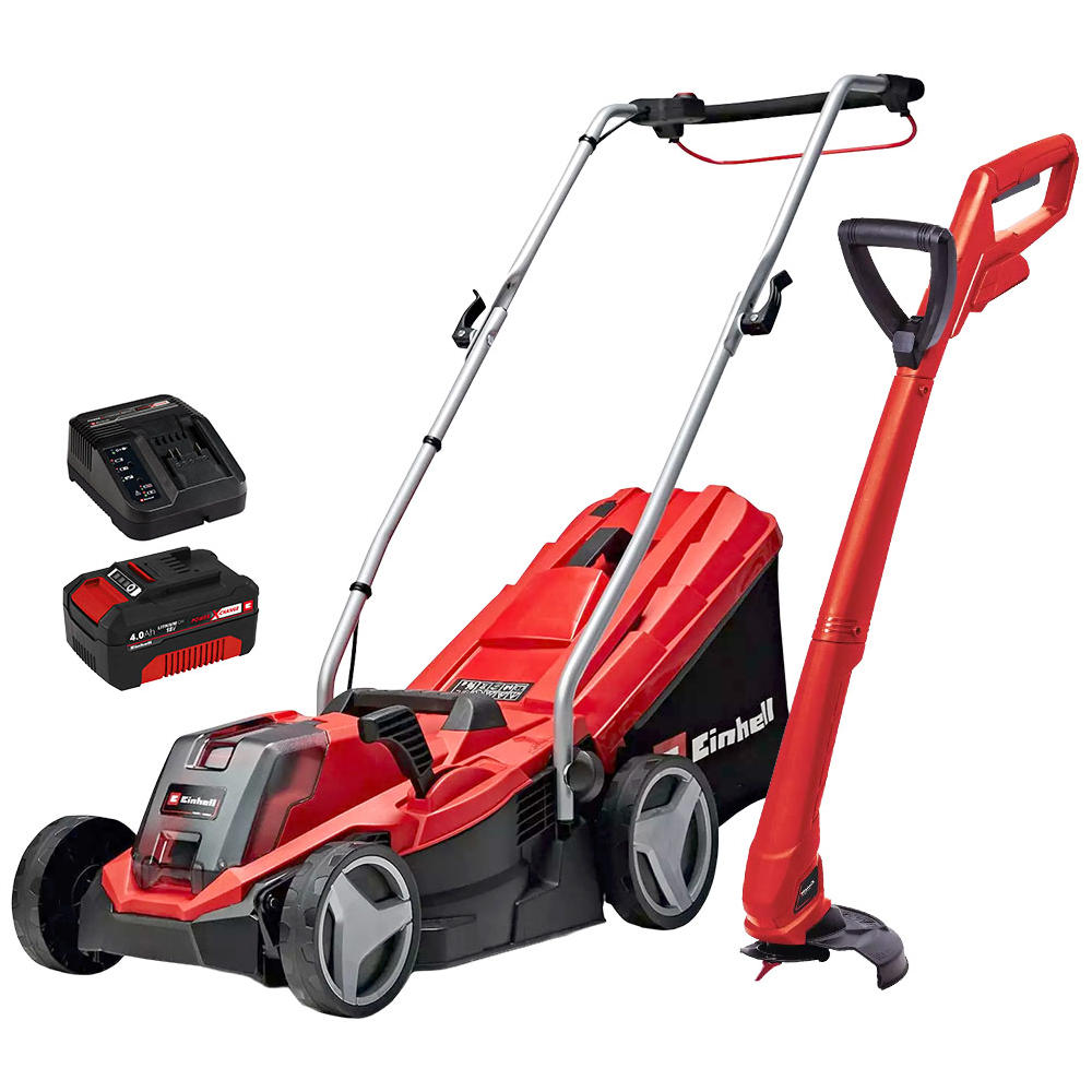 Einhell GE-CM 18/33-2 Li Set 18v Cordless Rotary Lawnmower and Grass Trimmer Kit 1 x 4ah Li-ion Battery Charger