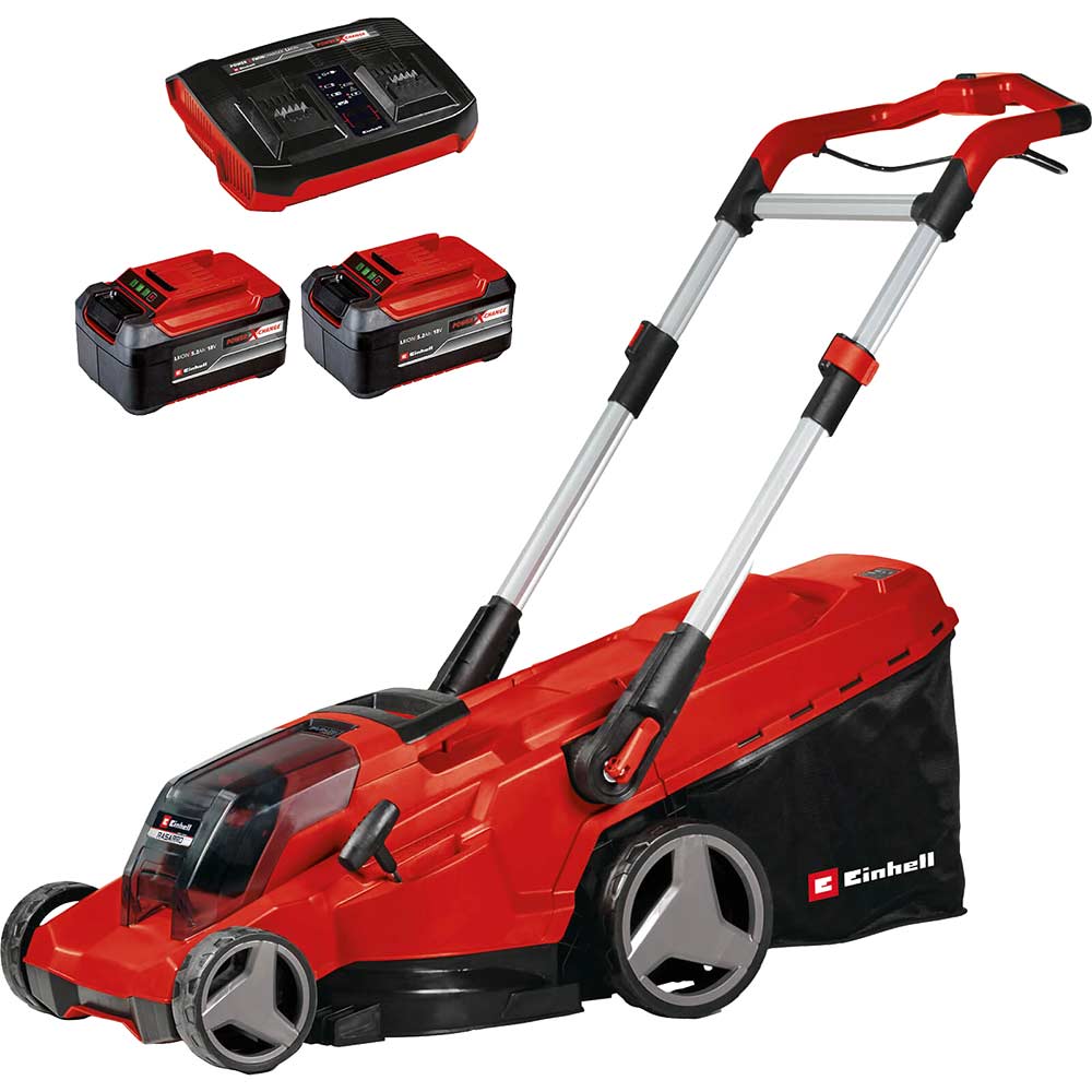 Image of Einhell RASARRO 36/42 36v Cordless Brushless Rotary Lawnmower 420mm 2 x 5.2ah Li-ion Twin Battery Charger