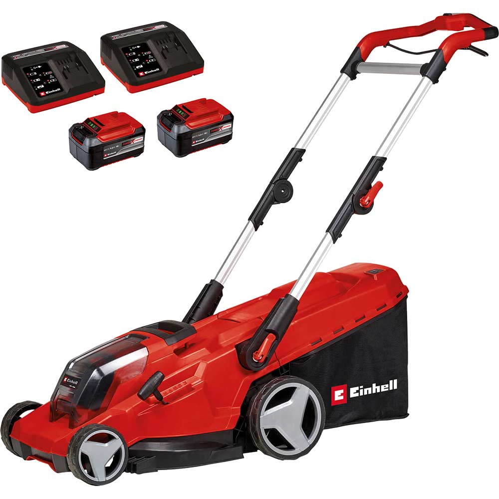 Image of Einhell GE-CM 36/41 Li 36v Cordless Brushless Rotary Lawnmower 410mm 2 x 5.2ah Li-ion Charger