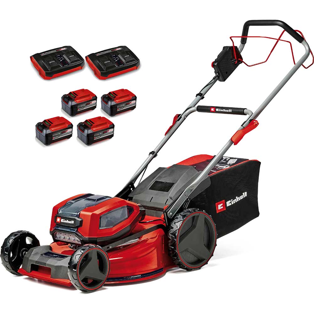 Einhell Professional GP-CM 36/52 S Li BL 36v Cordless Steel Deck Self Propelled Rotary Lawnmower 520mm 4 x 5.2ah Li-ion Battery Charger