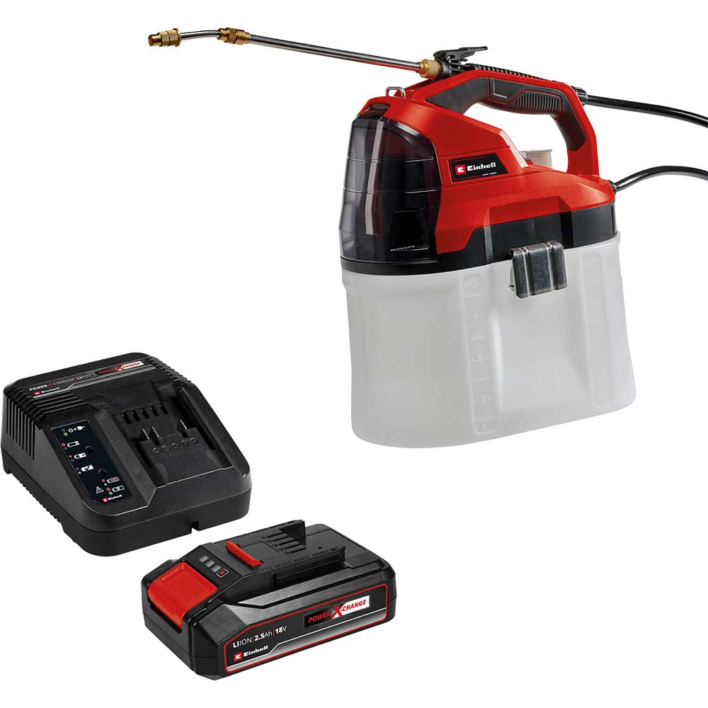 Einhell GE-WS 18/75 Li 18v Cordless Weed Sprayer 7.5l 1 x 2.5ah Li-ion Battery Charger