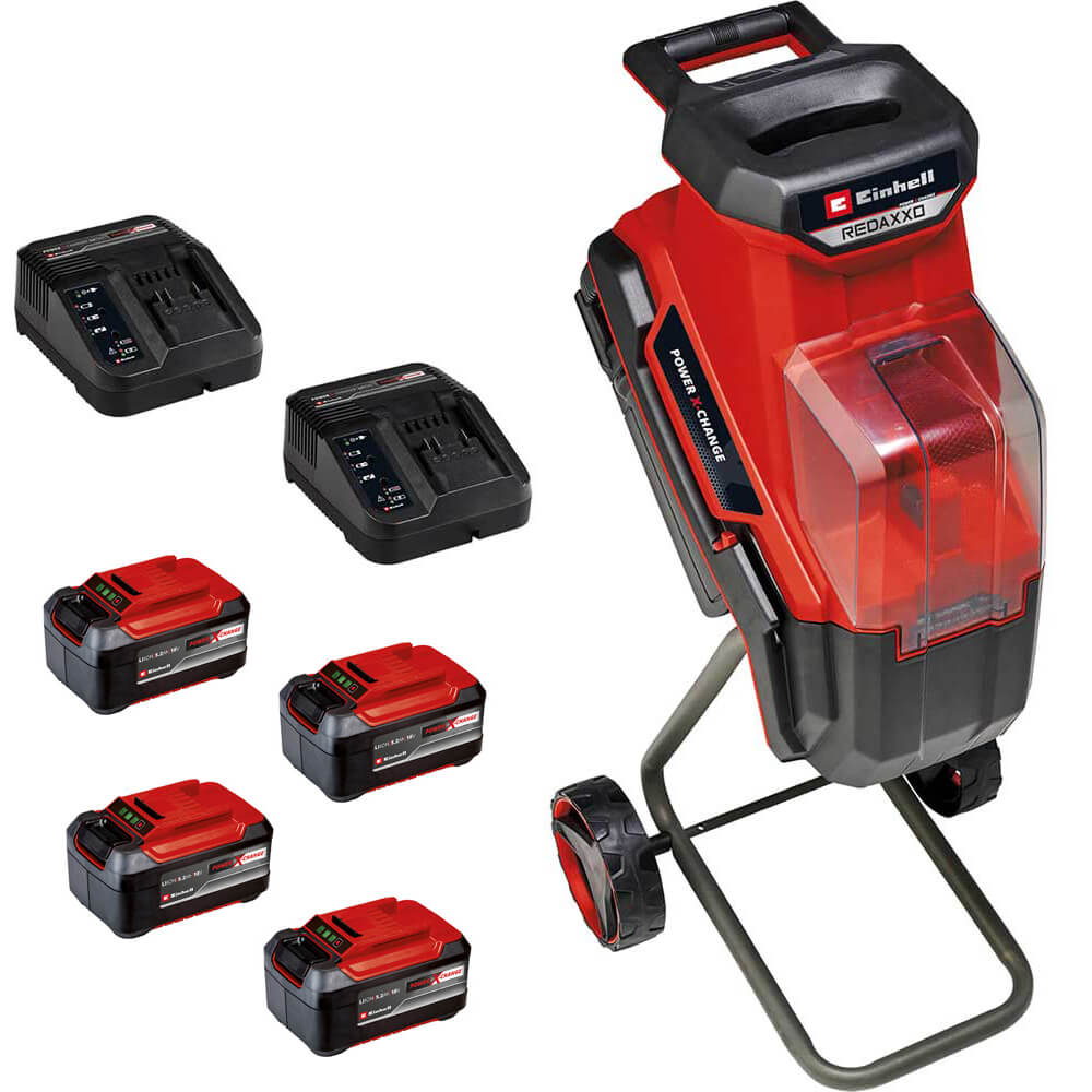 Einhell REDAXXO 36/25 36v Cordless Garden Shredder 4 x 5.2ah Li-ion Twin or Dual Battery Charger