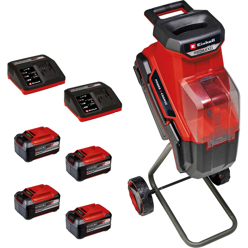 Einhell REDAXXO 36/25 36v Cordless Garden Shredder 4 x 5.2ah Li-ion Twin or Dual Battery Charger