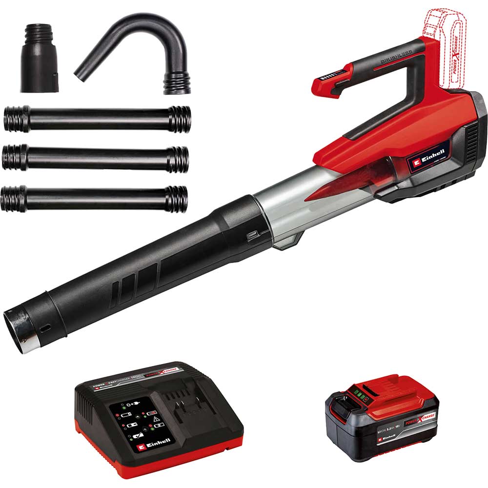 Einhell Professional GP-LB 18/200 Li E GK 18v Cordless Leaf Blower and Gutter Cleaning Kit 1 x 5.2ah Li-ion Battery Charger