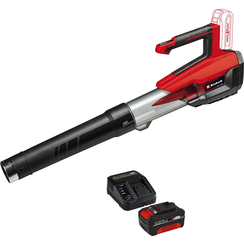 Einhell Professional GE-LB 18/200 Li E 18v Cordless Brushless Axial Leaf Blower 1 x 4ah Li-ion Battery Charger
