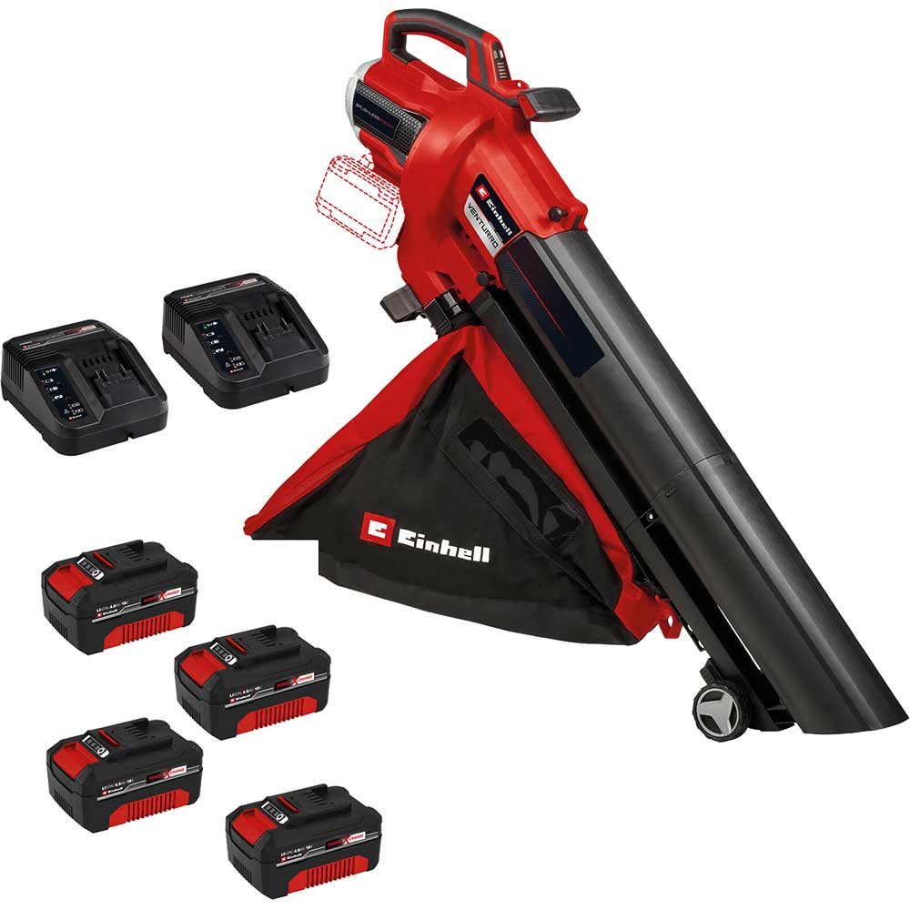 Einhell Professional VENTURRO 36/240 36v Cordless Leaf Blower and Vacuum 4 x 4ah Li-ion Twin or Dual Battery Charger
