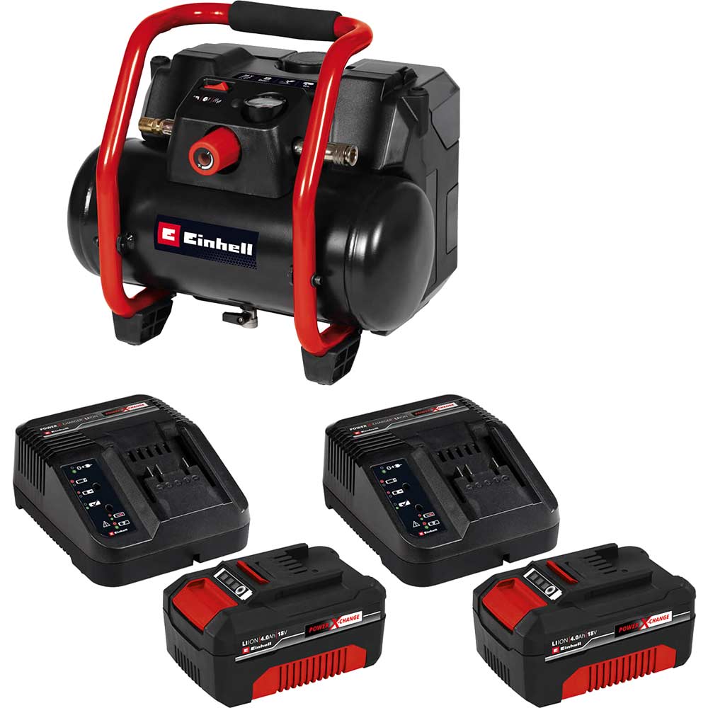 Einhell TE-AC 36/150 Li OF 36v Cordless Oil Free Air Compressor 2 x 4ah Li-ion Twin or Dual Battery Charger