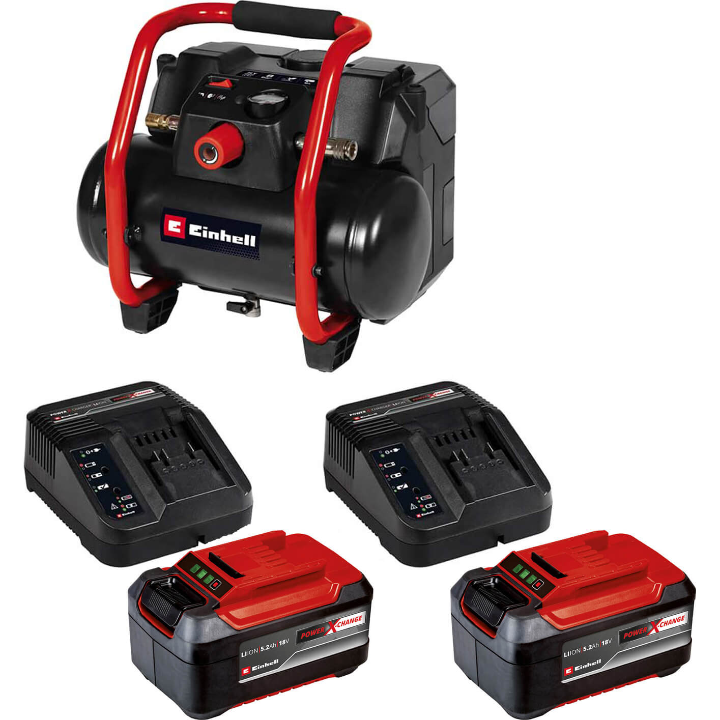Einhell TE-AC 36/150 Li OF 36v Cordless Oil Free Air Compressor 2 x 5.2ah Li-ion Twin or Dual Battery Charger