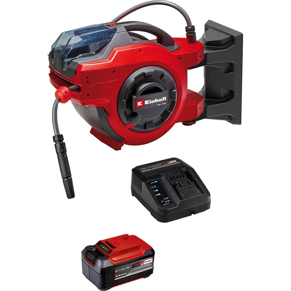 Einhell GE-HR 18/30 Li 18v Cordless Automatic Hose Reel 1 x 5.2ah Li-ion Battery Charger
