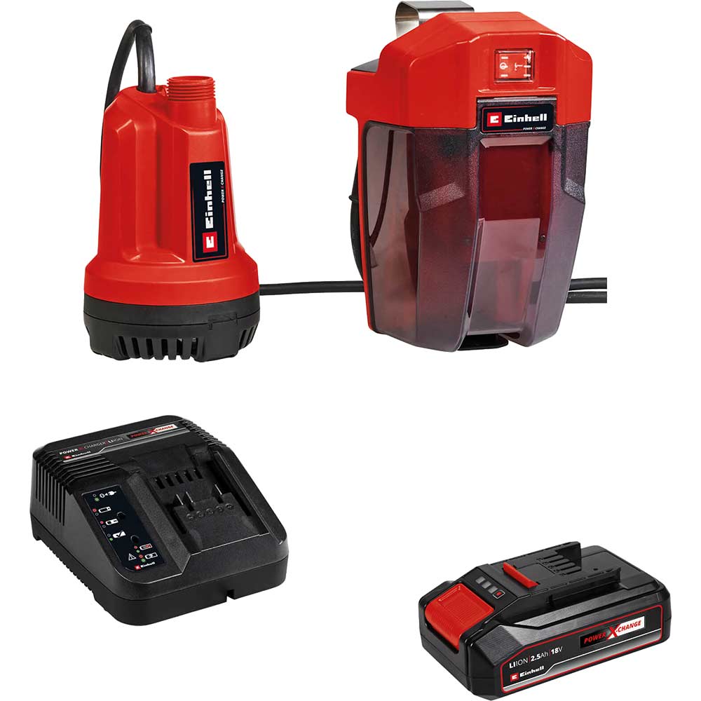 Einhell GE-SP 18 Li 18v Cordless Clean Water Pump 5000 l/h 1 x 2.5ah Li-ion Battery Charger