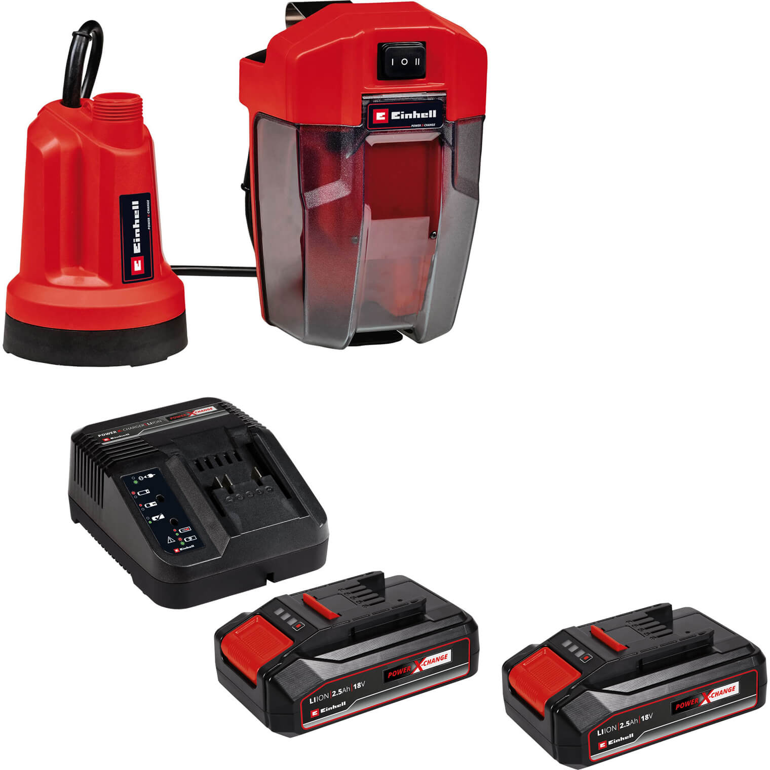 Image of Einhell GE-SP 18 LL Li 18v Cordless Submersible Clean Water Pump 4500 l/h 2 x 2.5ah Li-ion Charger