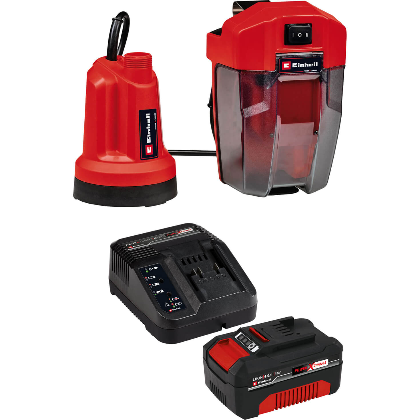 Image of Einhell GE-SP 18 LL Li 18v Cordless Submersible Clean Water Pump 4500 l/h 1 x 4ah Li-ion Charger