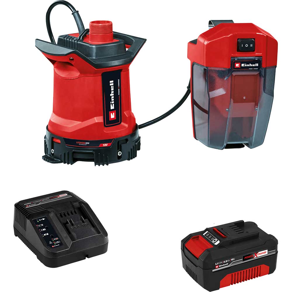 Einhell GE-DP 18/25 LL Li 18v Cordless Low Level Dirty Water Pump 7000 l/h 1 x 4ah Li-ion Battery Charger