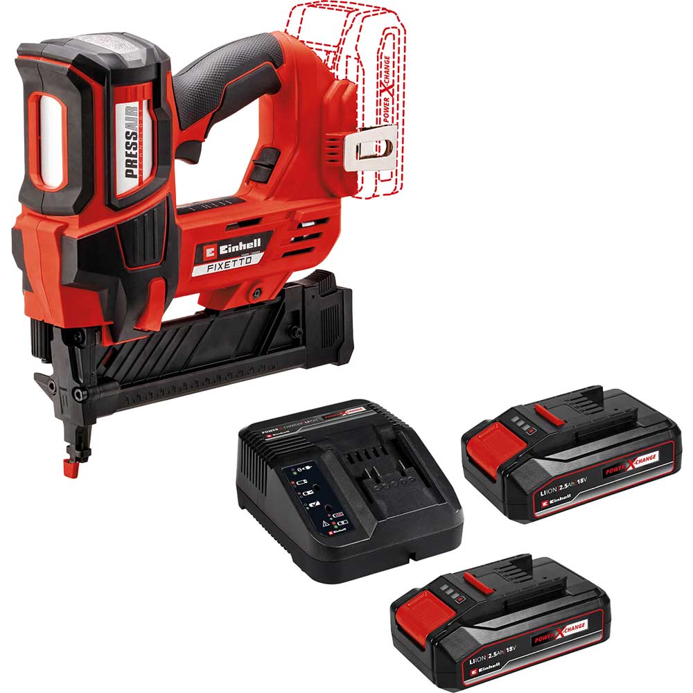 Einhell Professional FIXETTO 18/38 S 18v Cordless Staple Gun 2 x 2.5ah Li-ion Battery Charger No Case