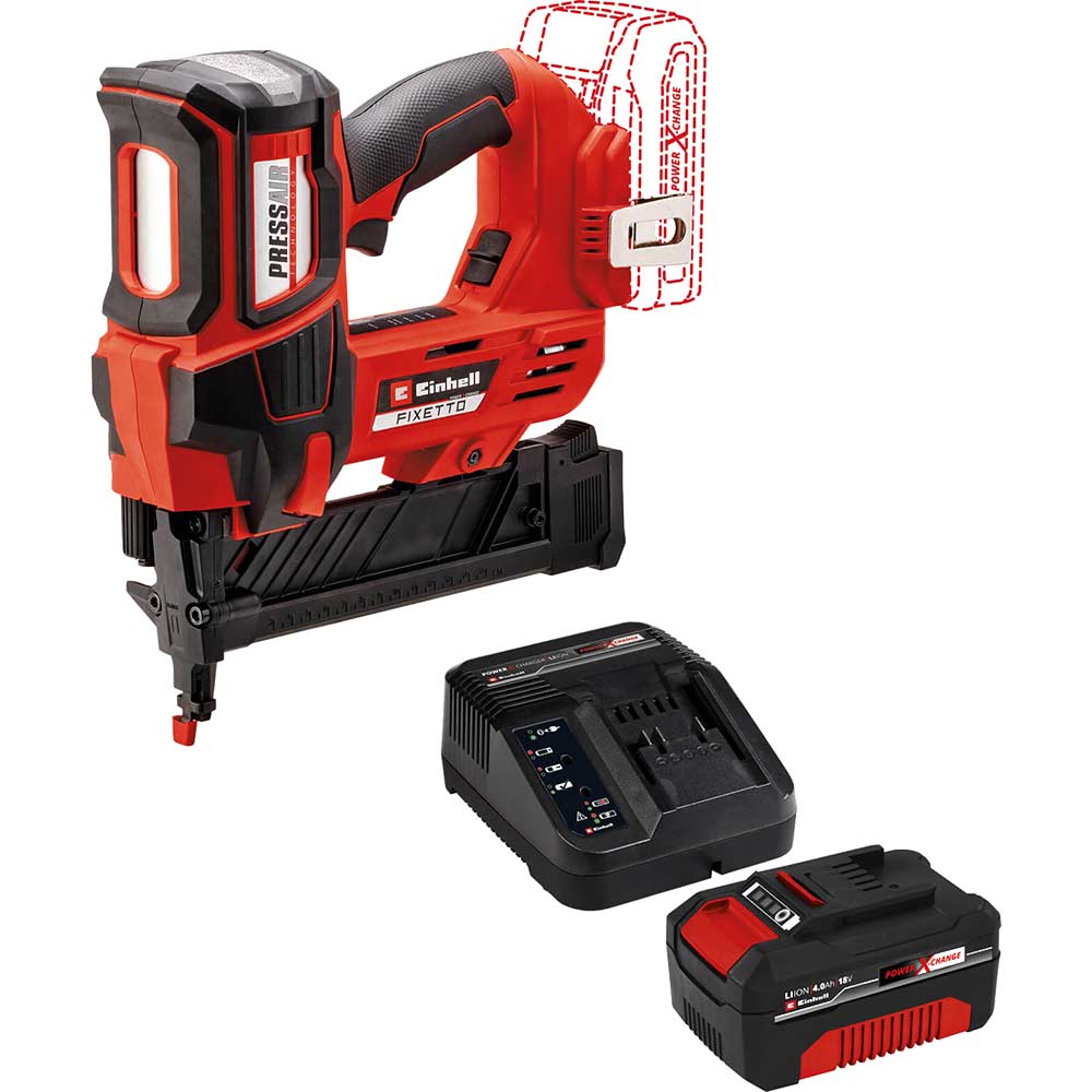 Einhell Professional FIXETTO 18/38 S 18v Cordless Staple Gun 1 x 4ah Li-ion Battery Charger No Case