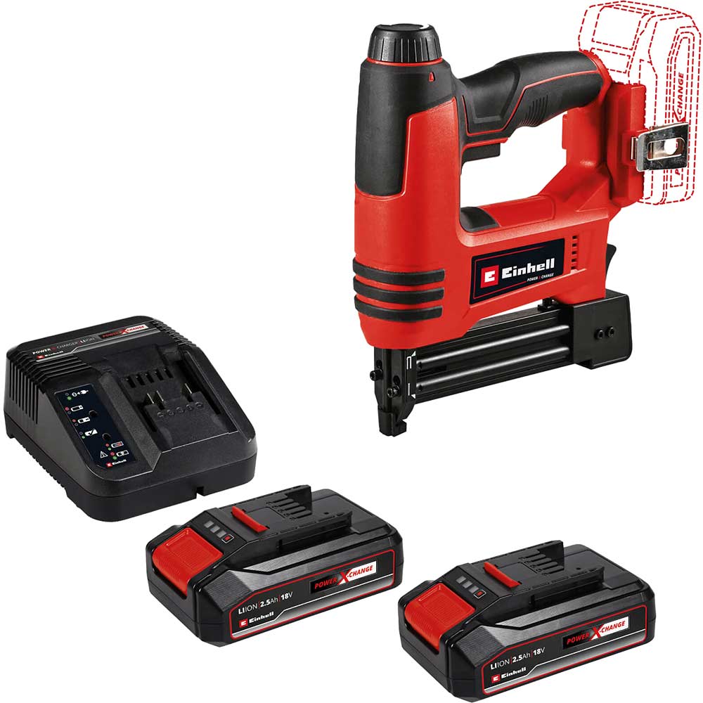 Image of Einhell TE-CN 18 Li 18v Cordless 18 Gauge Brad Nailer and Stapler 2 x 2.5ah Li-ion Charger No Case