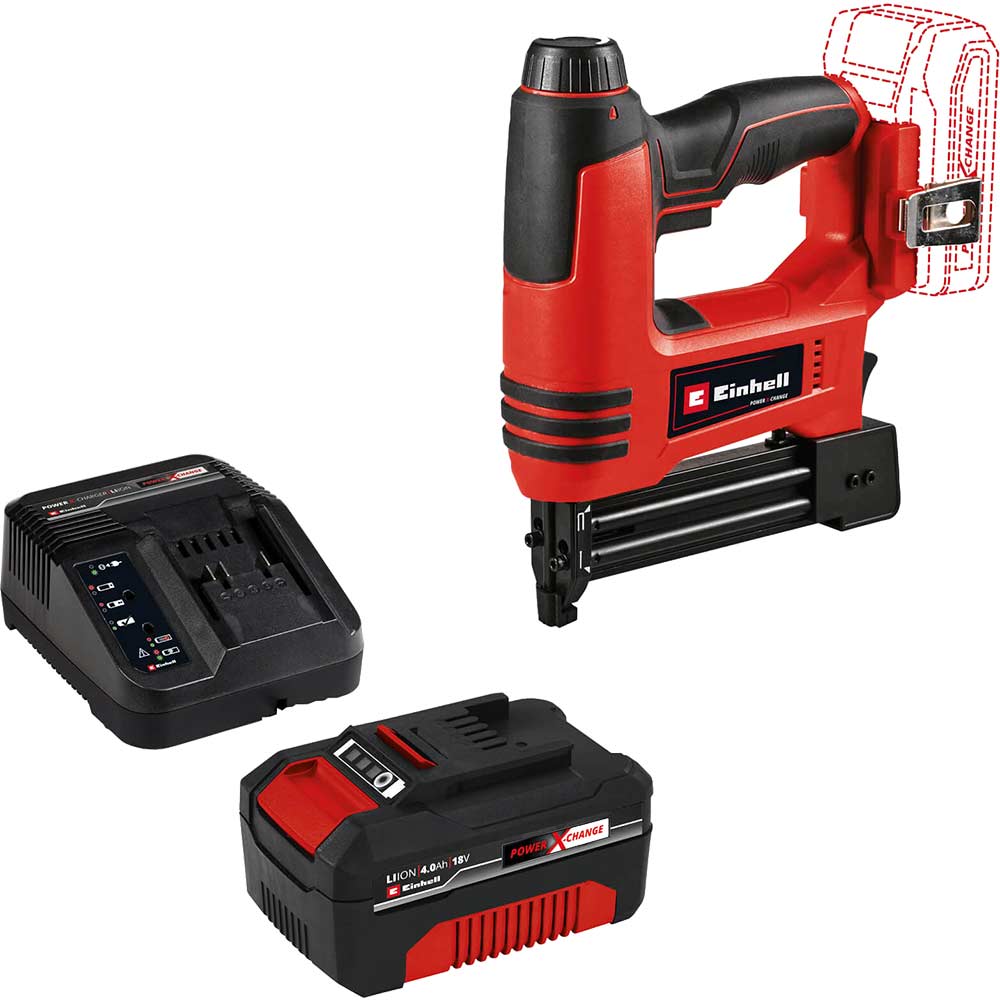 Einhell TE-CN 18 Li 18v Cordless 18 Gauge Brad Nailer and Stapler 1 x 4ah Li-ion Battery Charger No Case