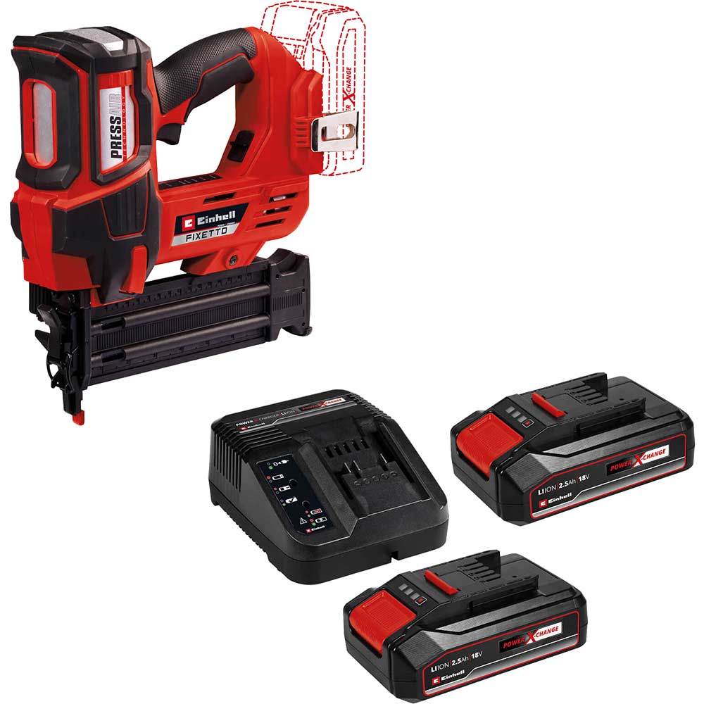 Einhell FIXETTO 18/50 N 18v Cordless Nail Gun 2 x 2.5ah Li-ion Charger No Case