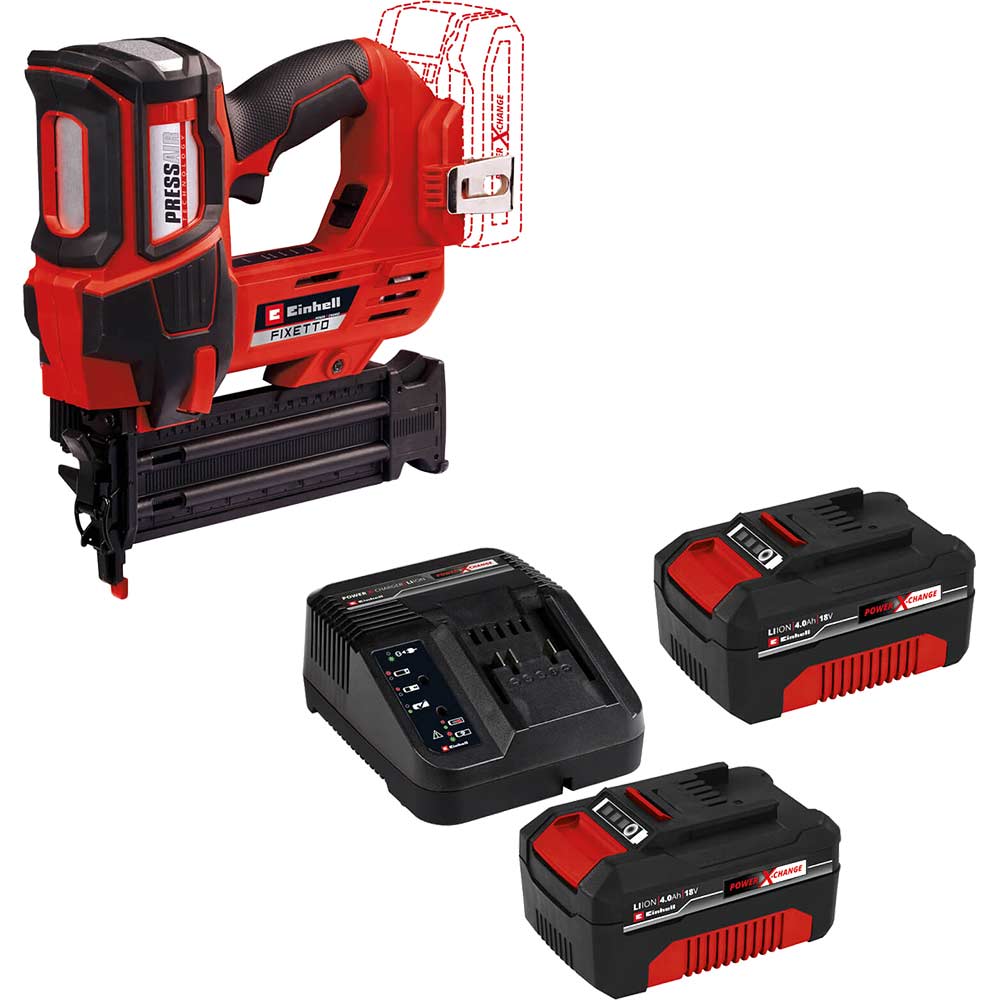 Einhell Professional FIXETTO 18/50 N 18v Cordless Nail Gun 2 x 4ah Li-ion Battery Charger No Case