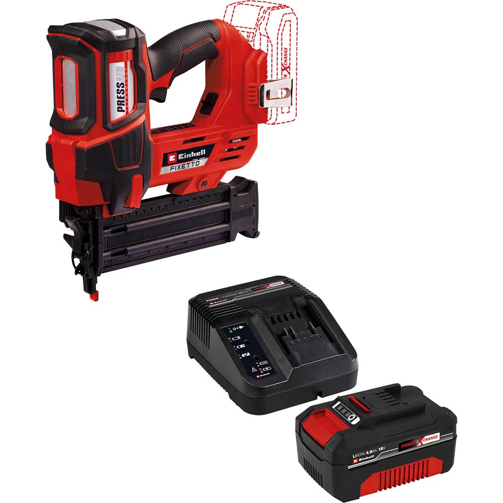 Einhell FIXETTO 18/50 N 18v Cordless Nail Gun 1 x 4ah Li-ion Charger No Case