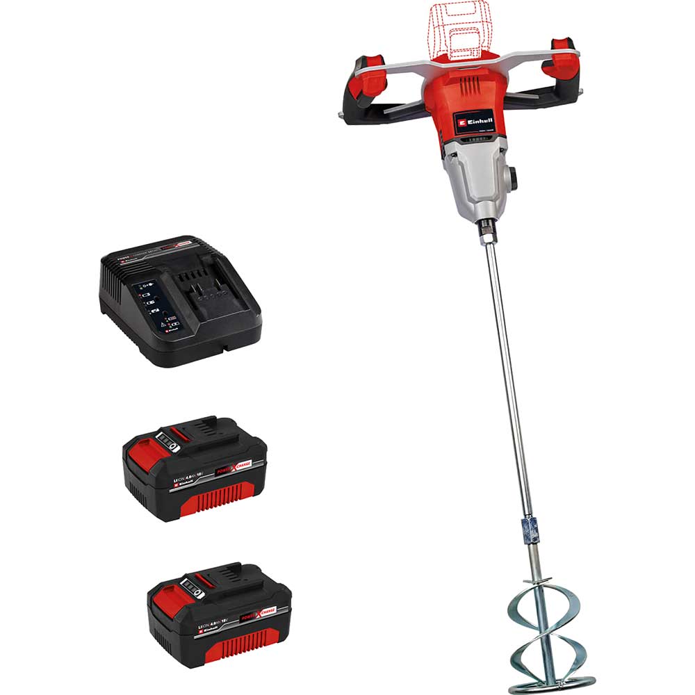Einhell Professional TP-MX 18-2 Li BL 18v Cordless Brushless Paddle Mixer 2 x 4ah Li-ion Battery Charger No Case